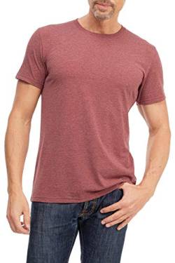 Happy Clothing Herren T-Shirt Rundhals Meliert Comfort Bügelfrei, Größe:M, Farbe:Bordeaux von Happy Clothing