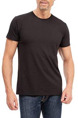 Happy Clothing Herren T-Shirt Rundhals Meliert Comfort Bügelfrei, Größe:M, Farbe:Schwarz von Happy Clothing