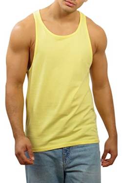 Happy Clothing Herren Tank Top Slim Fit Fitness Stringer Muscle Shirt Achselshirt, Größe:S, Farbe:Gelb von Happy Clothing