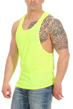 Happy Clothing Herren Tank-Top für Sport und Fitness - Bodybuilding - Muscle Shirt - Muskel-Shirt - Achselshirt, Größe:M, Farbe:Neongelb von Happy Clothing