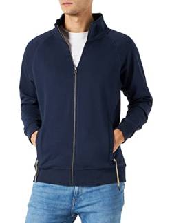 Herren Sweatjacke ohne Kapuze Zip-Jacke mit Kragen, Größe:3XL;Farbe:Dunkelblau von Happy Clothing