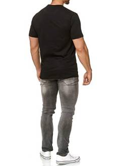 Herren T-Shirt mit guter Passform, Rundhals Tshirt auch in Große Größen, Größe:5XL, Farbe:Schwarz von Happy Clothing