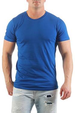 Herren T-Shirt mit guter Passform, Rundhals Tshirt auch in Große Größen, Größe:M, Farbe:Blau von Happy Clothing