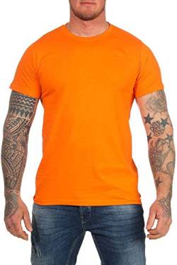 Herren T-Shirt mit guter Passform, Rundhals Tshirt auch in Große Größen, Größe:M, Farbe:Orange von Happy Clothing