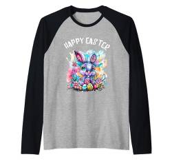 Ostereier Osterhase Splash bunt Frohe Ostern Raglan von Happy Easter Day Celebration