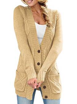 Happy Sailed Damen Langarm Strickjacke Cardigan Strickcardigan mit Knopf S-XXL von Happy Sailed