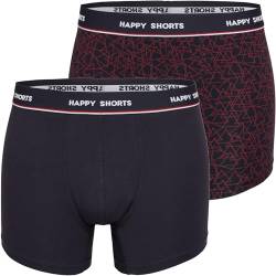 Happy Shorts 2 Pants Jersey Trunk Herren Boxer Rote Dreiecke - Red Triangles, Farbe:Mehrfarbig, Grösse:M von Happy Shorts