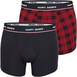 Happy Shorts 2 Pants Jersey Trunk Herren Boxershorts Rot Kariert - Red Checkered, Farbe:Mehrfarbig, Grösse:L von Happy Shorts