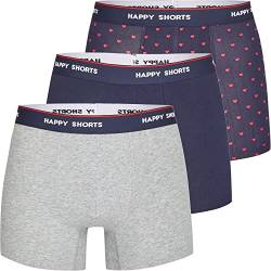 Happy Shorts 3 Stück Jersey Trunk Herren Boxershorts Pants Boxer witzige Designs Mode farbige Herzen - Coloured Hearts, Grösse:L, Präzise Farbe:Herz - Hearts von Happy Shorts