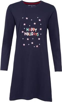 Happy Shorts Damen Nachthemd Weihnachtsmotiv Christmas Gingerbread Man - Navy - Größe XL von Happy Shorts