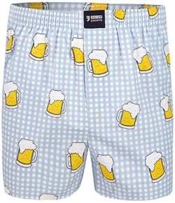 Happy Shorts Herren American Boxer Boxershorts Shorts Webboxer Designs fürs Oktoberfest Lebkuchenherz Brezel und Bier, Grösse:L - 6-52, Präzise Farbe:Bier von Happy Shorts