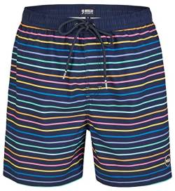 Happy Shorts Herren Badeshorts Strandshorts Bunte Streifen Boardshort S - XXL, Grösse:L, Präzise Farbe:Colourflow Stripes von Happy Shorts