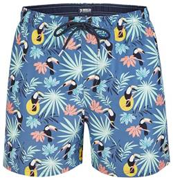 Happy Shorts Herren Badeshorts Strandshorts Shorts Tukan S - XXL, Grösse:S, Präzise Farbe:Tukan - Tucan von Happy Shorts
