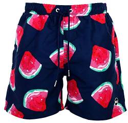 Happy Shorts Herren Badeshorts Strandshorts Shorts Watermelon Druck blau S - XXL, Grösse:M - 5-50, Farbe:Marine von Happy Shorts