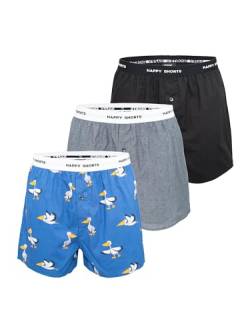 Happy Shorts Herren Boxer 3-Pack Mix - Pelikan Mix - Größe XL von Happy Shorts