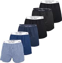 Happy Shorts Herren Boxershorts Unterhose 6er Pack Mix - Geo-Solid Black - Größe XL von Happy Shorts