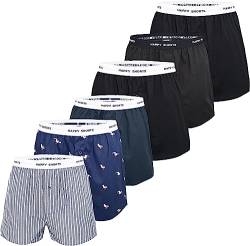 Happy Shorts Herren Boxershorts Unterhose 6er Pack Mix - Möwe-Solid Black - Größe XXL von Happy Shorts