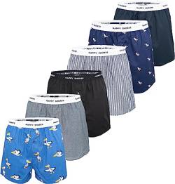 Happy Shorts Herren Boxershorts Unterhose 6er Pack Mix - Pelikan-Möwe - Größe XL von Happy Shorts