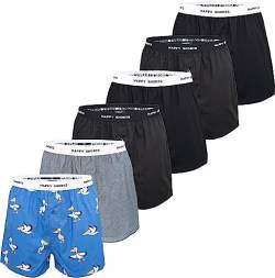 Happy Shorts Herren Boxershorts Unterhose 6er Pack Mix - Pelikan-Solid Black - Größe XL von Happy Shorts