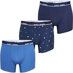 Happy Shorts Herren Boxershorts Unterwäsche Retro Pants 3-Pack Motive - Maritime Hearts - Größe XL von Happy Shorts