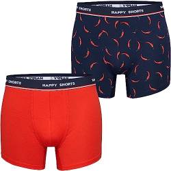 Happy Shorts Herren Unterwäsche Retro Pants 2-Pack Motiv: Chilies - Größe M von Happy Shorts