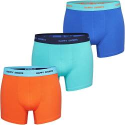 Happy Shorts Herren Unterwäsche Retro Pants 3-Pack Motive - Blue Orange Turquoise - Größe XL von Happy Shorts