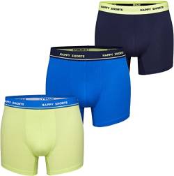 Happy Shorts Herren Unterwäsche Retro Pants 3-Pack Motive - Midblue Lime Navy - Größe L von Happy Shorts