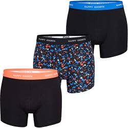 Happy Shorts Herren Unterwäsche Retro Pants 3-Pack Motive - Neon Colour Splashes - Größe XL von Happy Shorts