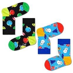 Happy Socks 2er Pack Weinachtssocken für Kinder, bunte und lustige Geschenkbox mit warme Socken Größe 4-6 Jahre von Happy Socks