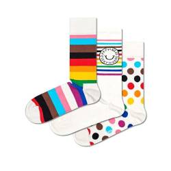 Happy Socks 3 Paare Pride Socken Geschenk Box, Farbenfroh Glitter, LGBTQ Rainbow Flag, Gay Parade, Unisex, Größe 41-46 von Happy Socks