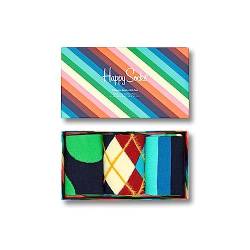 Happy Socks 3-Pack Classics Socks Set, farbenfrohe und fröhliche, Socken für Männer und Frauen, Mehrfarbig (36-40) von Happy Socks