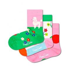 Happy Socks 3-Pack Flower Socks Set, farbenfrohe und fröhliche, Socken für Kinder, Blau-Grün-Orange-Gelb-Rosa-Weiß-Rot (2-3Y), (XKFLO08-3300) von Happy Socks