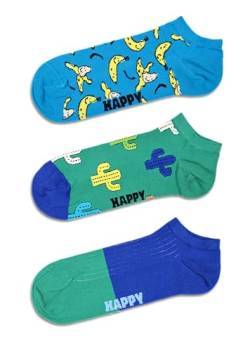 Happy Socks 3er Pack niedrige bananen Socken, bunte unsichtbare Baumwolle Socken mit Streifen für Damen und Herren von Happy Socks