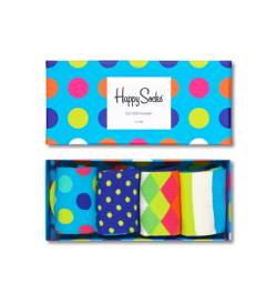 Happy Socks 4-Pack Amazon Big Dot Box, farbenfrohe und fröhliche, Socken für Männer und Frauen, Grün-Blau-Orange-Gelb-Rosa-Weiß (36-40) von Happy Socks