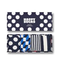 Happy Socks 4-Pack Amazon Big Dot Box, farbenfrohe und fröhliche, Socken für Männer und Frauen, Schwarz-Weiß-Blau-Rot von Happy Socks