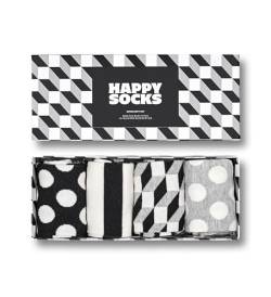 Happy Socks 4-Pack Amazon Filled Optic Geschenkbox, farbenfrohe und fröhliche Socken für Männer und Frauen, Schwarz-Weiß-Grau Größe 41-46 von Happy Socks