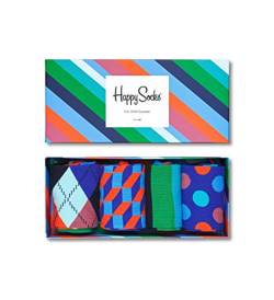 Happy Socks 4-Pack Amazon Stripe Box, farbenfrohe und fröhliche, Socken für Männer und Frauen, Schwarz-Blau-Grün-Orange-Rosa (36-40) von Happy Socks