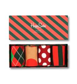Happy Socks 4-Pack Holiday Classics Socks Set, farbenfrohe und fröhliche, Socken für Männer und Frauen, Rot-Weiß-Grün (36-40) von Happy Socks
