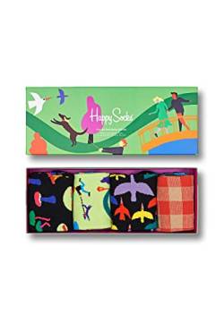 Happy Socks 4-Pack Into The Park Socks Set, farbenfrohe und fröhliche, Socken für Männer und Frauen, Grün (41-46) von Happy Socks
