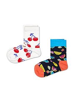 Happy Socks Unisex Baby 2-Pack Fruit Socken, Mehrfarbig (Multicolour 130), 4-5 Jahre (Herstellergröße: 4-6Y) (2er Pack) von Happy Socks