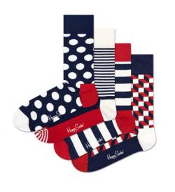 Happy Socks Unisex Classic Navy, Geschenkset, 4 Stück Socken, Multi, S (4er Pack) von Happy Socks