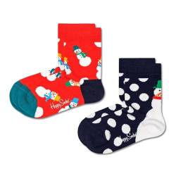 Happy Socks Unisex Kinder 2-Pack Kids Snowman Socken, Multi, 1-2 Jahre von Happy Socks