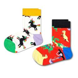 Happy Socks Unisex Kinder 2 pack Kids Dinosaur Sock, Rot, 7-9 Jahre EU von Happy Socks