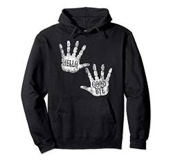 HALLO und GOODBYE Lustige Humor Täglich HAND GRUSS Academy Pullover Hoodie von Happy Thoughts Umbrella zum Lächeln von Hand