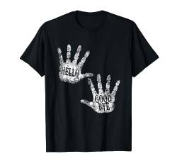 HALLO und GOODBYE Lustige Humor Täglich HAND GRUSS Academy T-Shirt von Happy Thoughts Umbrella zum Lächeln von Hand