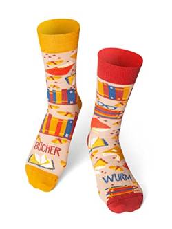 Happy Words BÜCHERWURM Socken/Bücher Books Geschenk (as3, numeric, numeric_35, numeric_40, regular, regular) von Happy Words