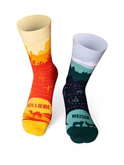 Happy Words ICH LIEBE REISEN Socken/Geschenk für Reisende (as3, numeric, numeric_35, numeric_40, regular, regular) von Happy Words