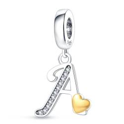 A-Z Alphabet Charms Anhänger silber 925,Bead Charms für Damen, Kompatibel mit europäischen Armbändern und Halskette von HappyStar