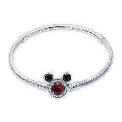 HappyStar armkette damen silber 925, kompatibel mit Pandora Charms, Mickey Mouse Kopf Verschluss armband damen.Geschenke für Teenager-Mädchen, Frauen und Kinder. von HappyStar