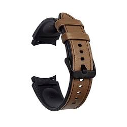 Kompatibel mit Samsung Galaxy Watch4 Armbändern, Leder & Silikon-Armband für Samsung Galaxy Watch 4 (40mm/44mm) & Galaxy Watch 4 Classic (42mm/46mm) Smart Watch (Braun) von Happytop